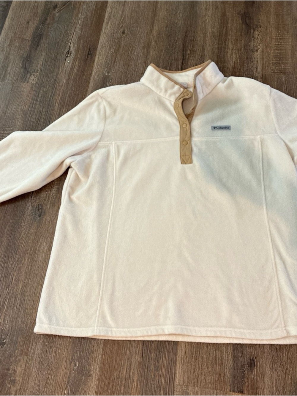 Women Columbia Cream Fleece Pullover with Tan Snap Placket 3XL - Picture 9 of 11